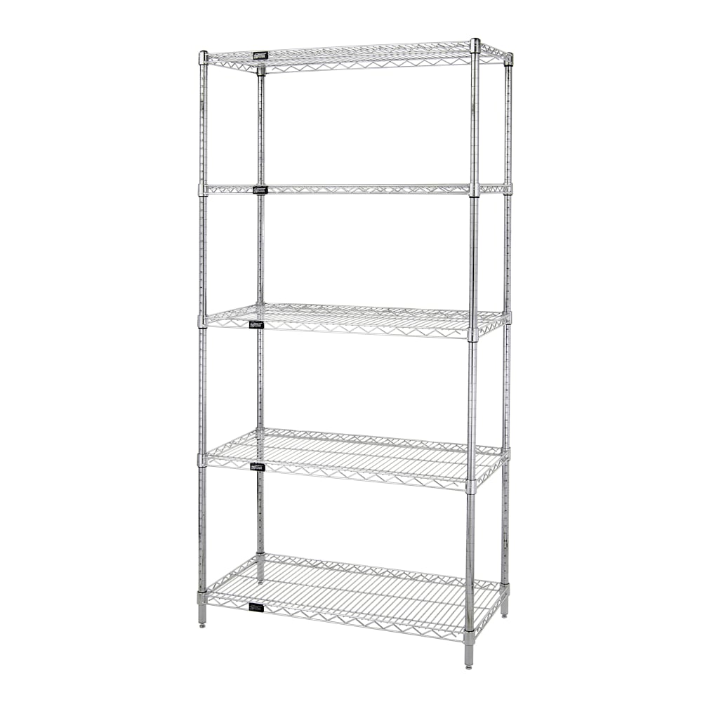 Quantum Food Service 36" NSF 5-Tier Chrome Wire Shelf Kit - 12"W, 63"H (WR63-1236C-5)