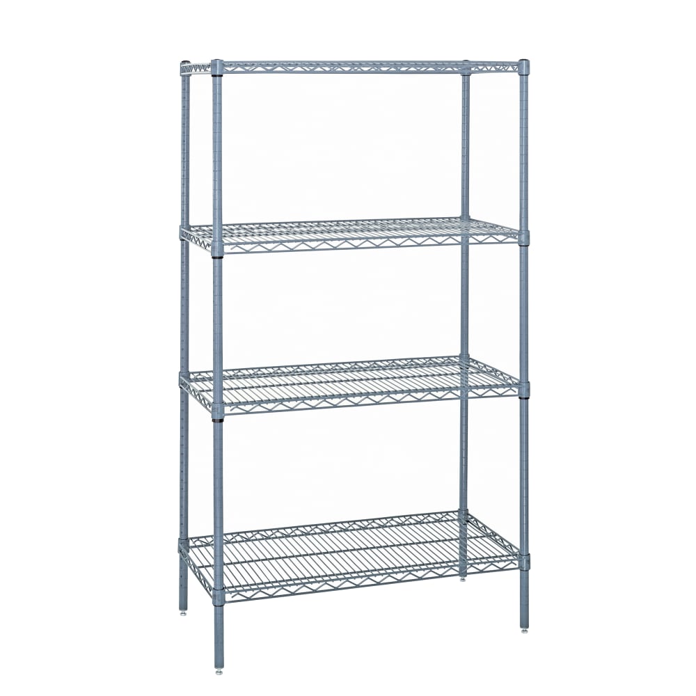 Quantum Food Service 36" NSF 4-Tier Epoxy Coated Wire Shelf Kit - 18"W, 63"H (WR63-1836GY)