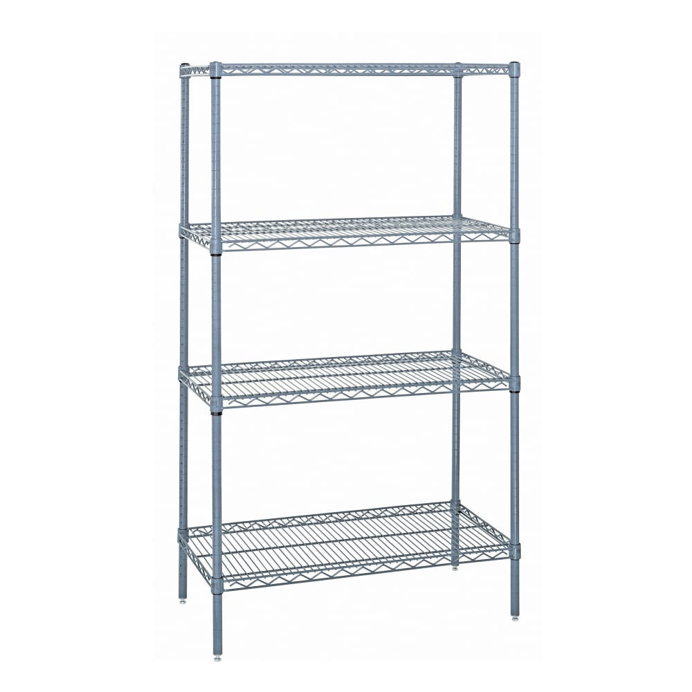 Quantum Food Service 48" NSF 4-Tier Epoxy Coated Wire Shelf Kit - 24"W, 63"H (WR63-2448GY)