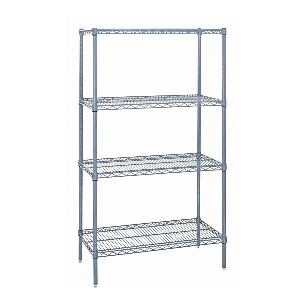Quantum Food Service 54" NSF 4-Tier Epoxy Coated Wire Shelf Kit - 24"W, 63"H (WR63-2454GY)