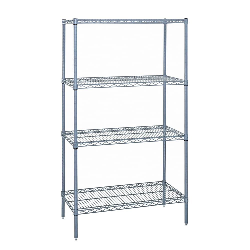 Quantum Food Service 60" NSF 4-Tier Epoxy Coated Wire Shelf Kit - 24"W, 63"H (WR63-2460GY)