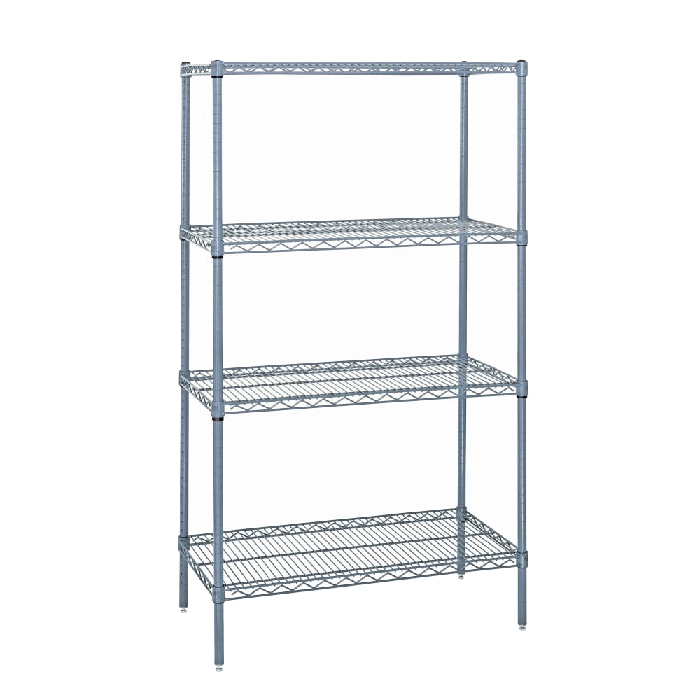 Quantum Food Service 48" NSF 4-Tier Epoxy Coated Wire Shelf Kit - 12"W, 74"H (WR74-1248GY)