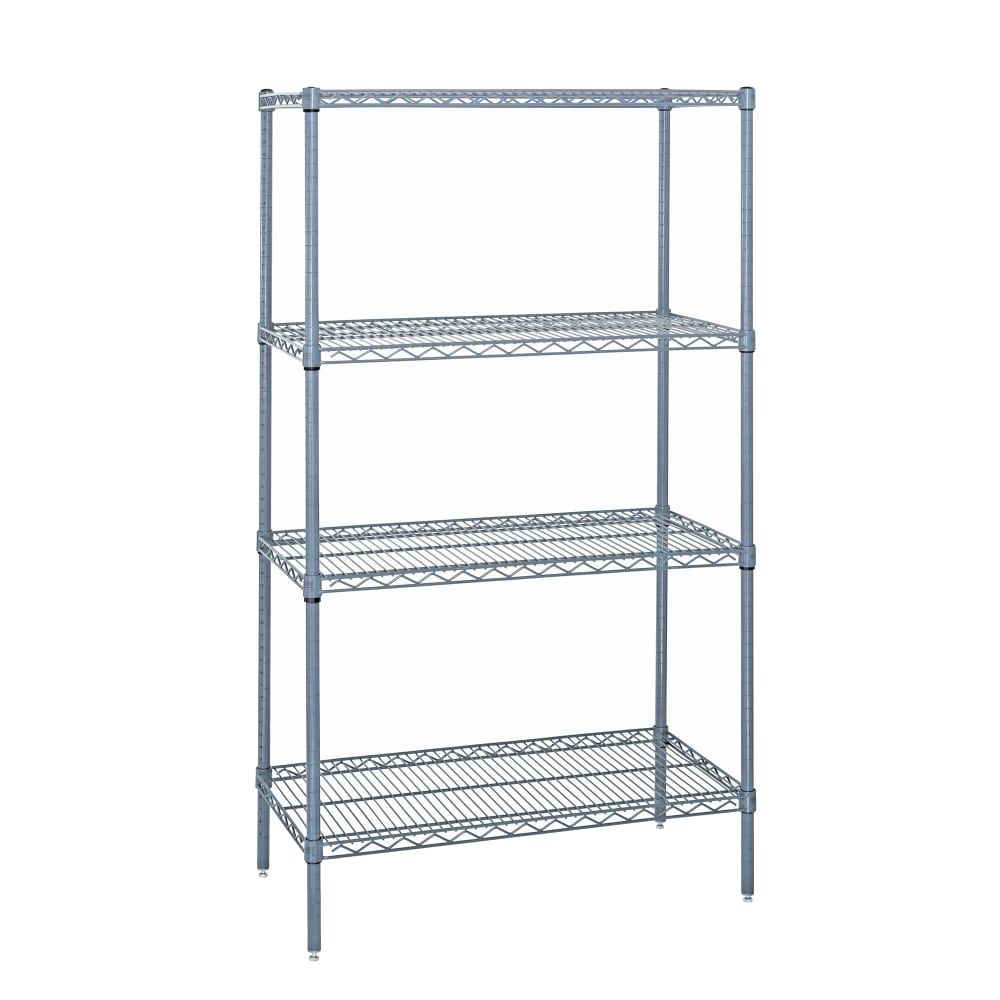 Quantum Food Service 72" NSF 4-Tier Epoxy Coated Wire Shelf Kit - 12"W, 74"H (WR74-1272GY)