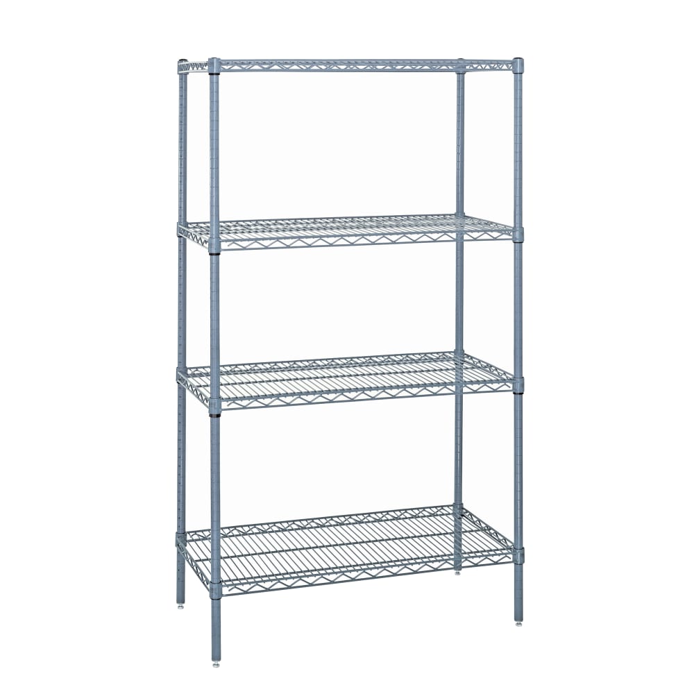 Quantum Food Service 24" NSF 4-Tier Epoxy Coated Wire Shelf Kit - 14"W, 74"H (WR74-1424GY)