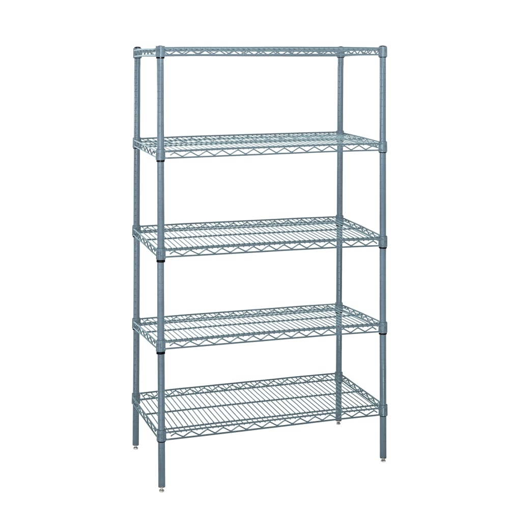 Quantum Food Service 36" NSF 5-Tier Epoxy Coated Wire Shelf Kit - 14"W, 74"H (WR74-1436GY-5)