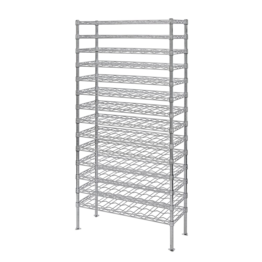 Quantum Food Service 74"H Commercial Wine Rack w/ (126) Bottle Capacity, Chrome (WR74-1436WSC)