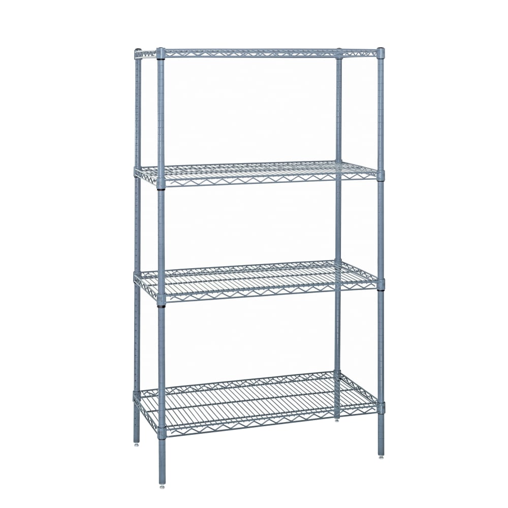 Quantum Food Service 48" NSF 4-Tier Epoxy Coated Wire Shelf Kit - 14"W, 74"H (WR74-1448GY)