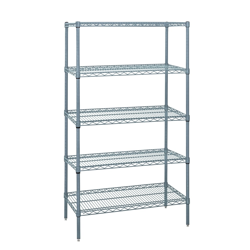 Quantum Food Service 48" NSF 5-Tier Epoxy Coated Wire Shelf Kit - 14"W, 74"H (WR74-1448GY-5)