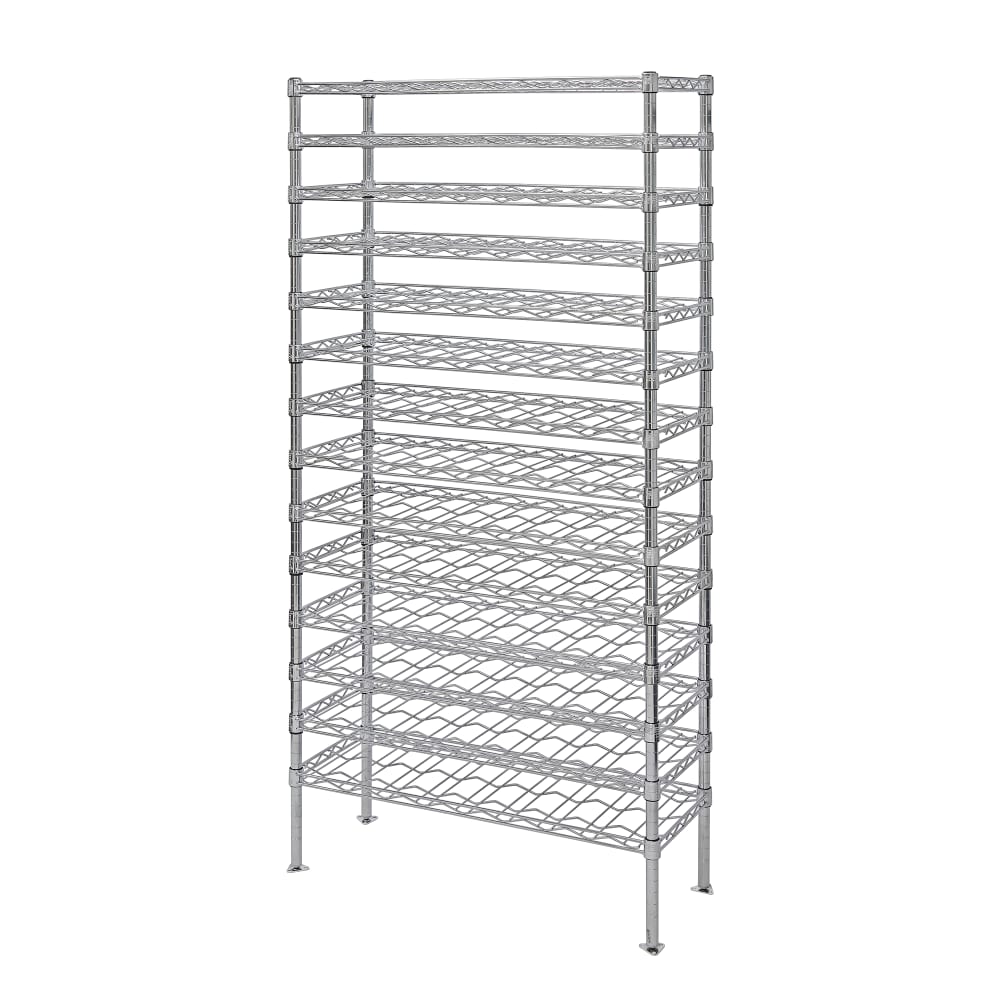 Quantum Food Service 74"H Commercial Wine Rack w/ (168) Bottle Capacity, Chrome (WR74-1448WSC)