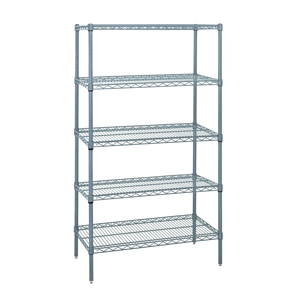 Quantum Food Service 60" NSF 5-Tier Epoxy Coated Wire Shelf Kit - 14"W, 74"H (WR74-1460GY-5)