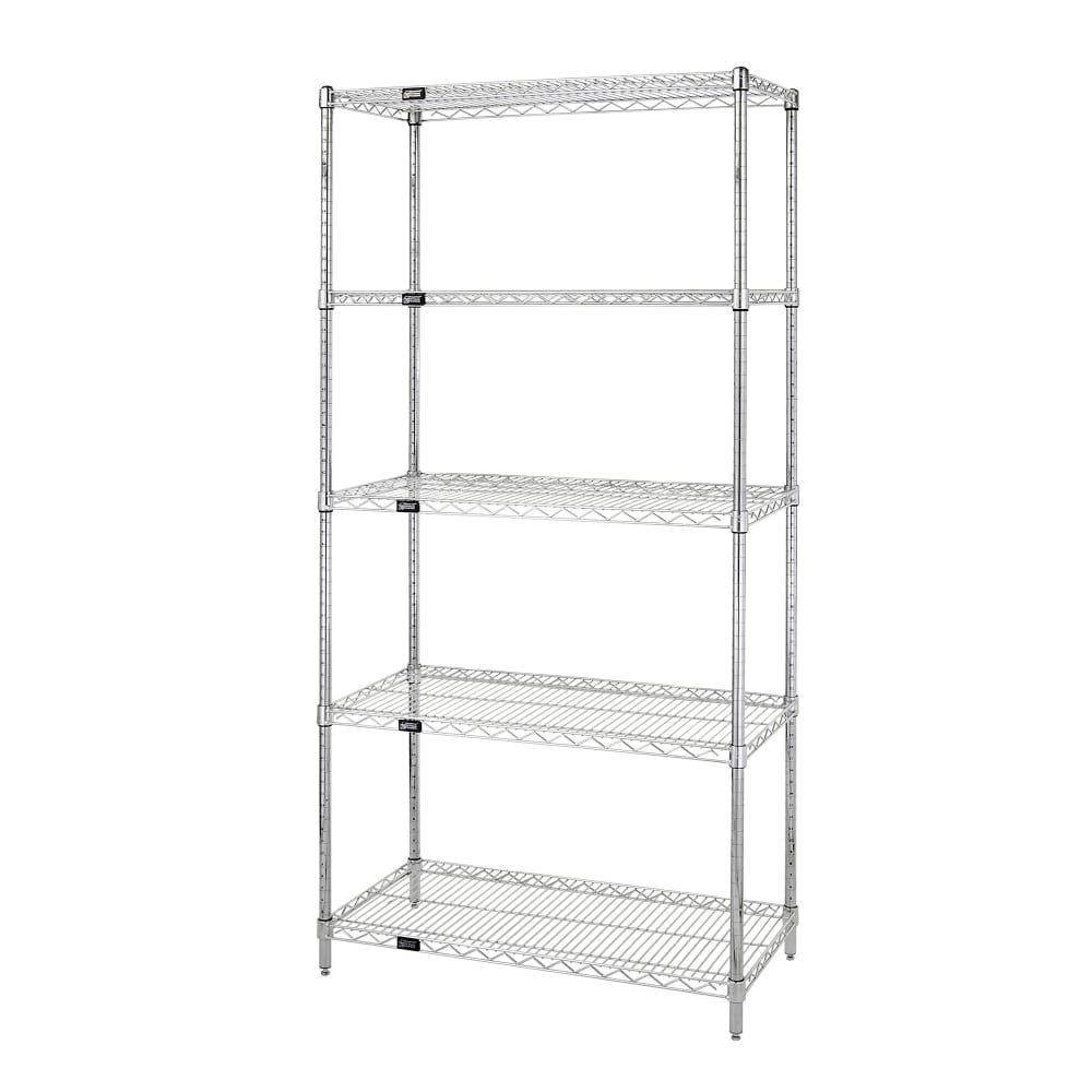 Quantum Food Service 72" NSF 5-Tier Stainless Steel Wire Shelf Kit - 14"W, 74"H (WR74-1472S-5)