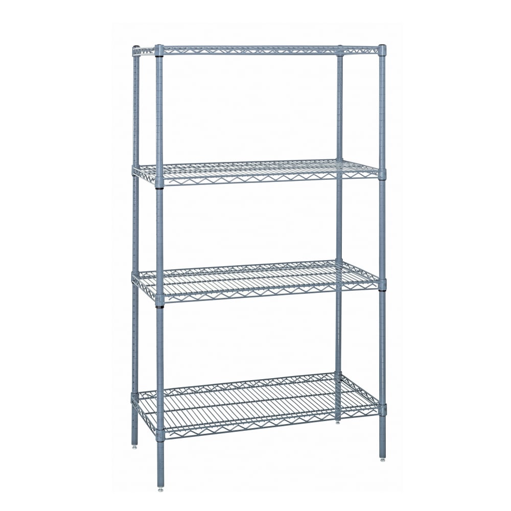 Quantum Food Service 36" NSF 4-Tier Epoxy Coated Wire Shelf Kit - 18"W, 74"H (WR74-1836GY)