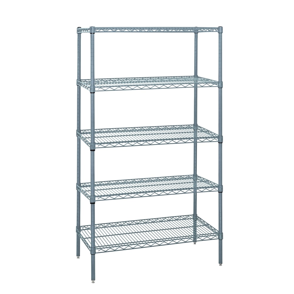 Quantum Food Service 48" NSF 5-Tier Epoxy Coated Wire Shelf Kit - 18"W, 74"H (WR74-1848GY-5)