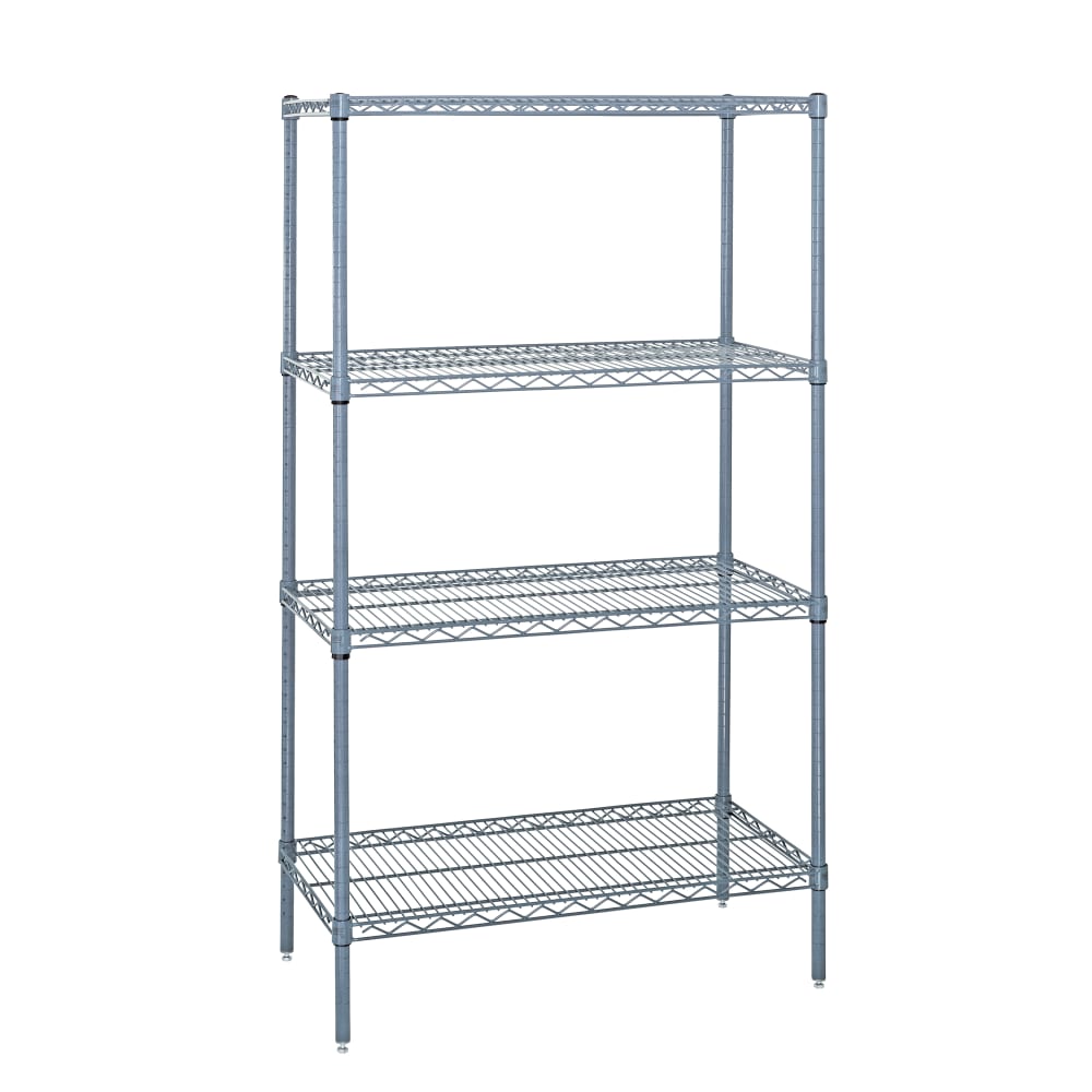 Quantum Food Service 60" NSF 4-Tier Epoxy Coated Wire Shelf Kit - 18"W, 74"H (WR74-1860GY)