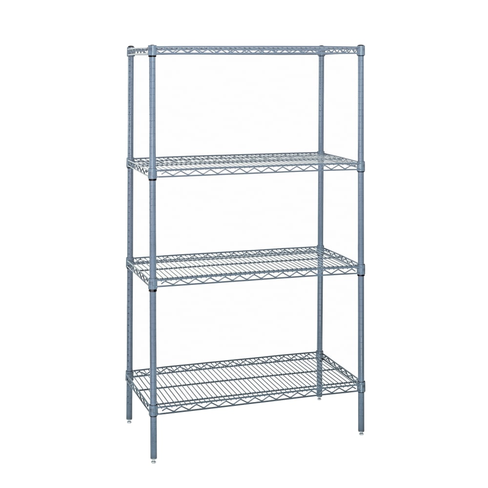 Quantum Food Service 30" NSF 4-Tier Epoxy Coated Wire Shelf Kit - 21"W, 74"H (WR74-2130GY)