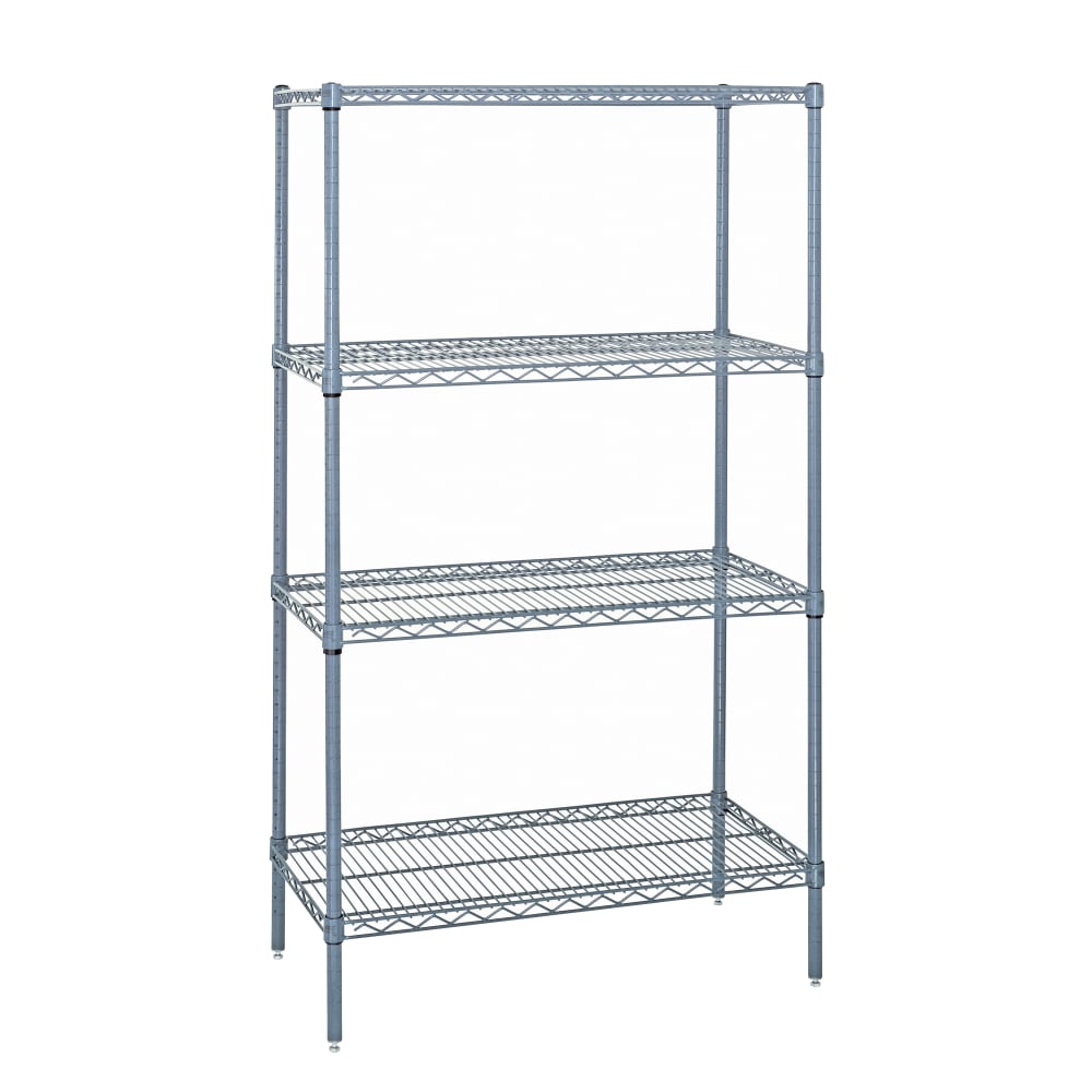 Quantum Food Service 36" NSF 4-Tier Epoxy Coated Wire Shelf Kit - 21"W, 74"H (WR74-2136GY)