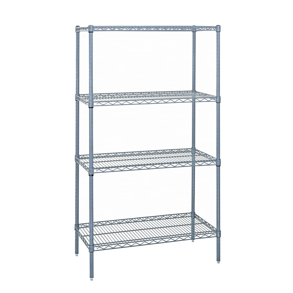 Quantum Food Service 42" NSF 4-Tier Epoxy Coated Wire Shelf Kit - 21"W, 74"H (WR74-2142GY)