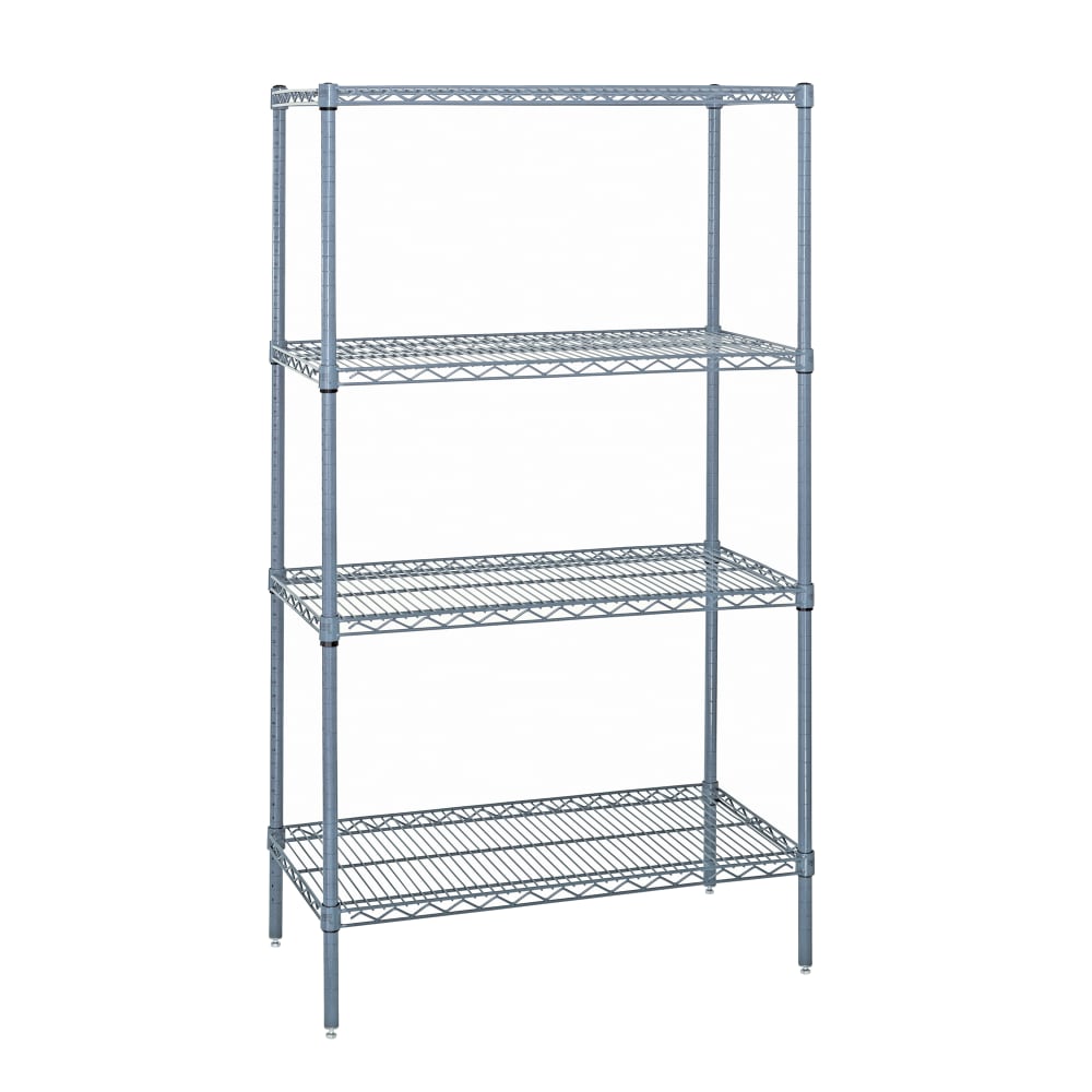 Quantum Food Service 48" NSF 4-Tier Epoxy Coated Wire Shelf Kit - 21"W, 74"H (WR74-2148GY)