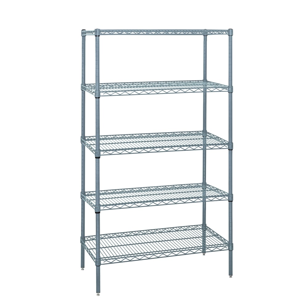 Quantum Food Service 48" NSF 5-Tier Epoxy Coated Wire Shelf Kit - 21"W, 74"H (WR74-2148GY-5)