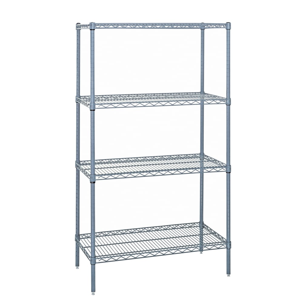 Quantum Food Service 60" NSF 4-Tier Epoxy Coated Wire Shelf Kit - 21"W, 74"H (WR74-2160GY)