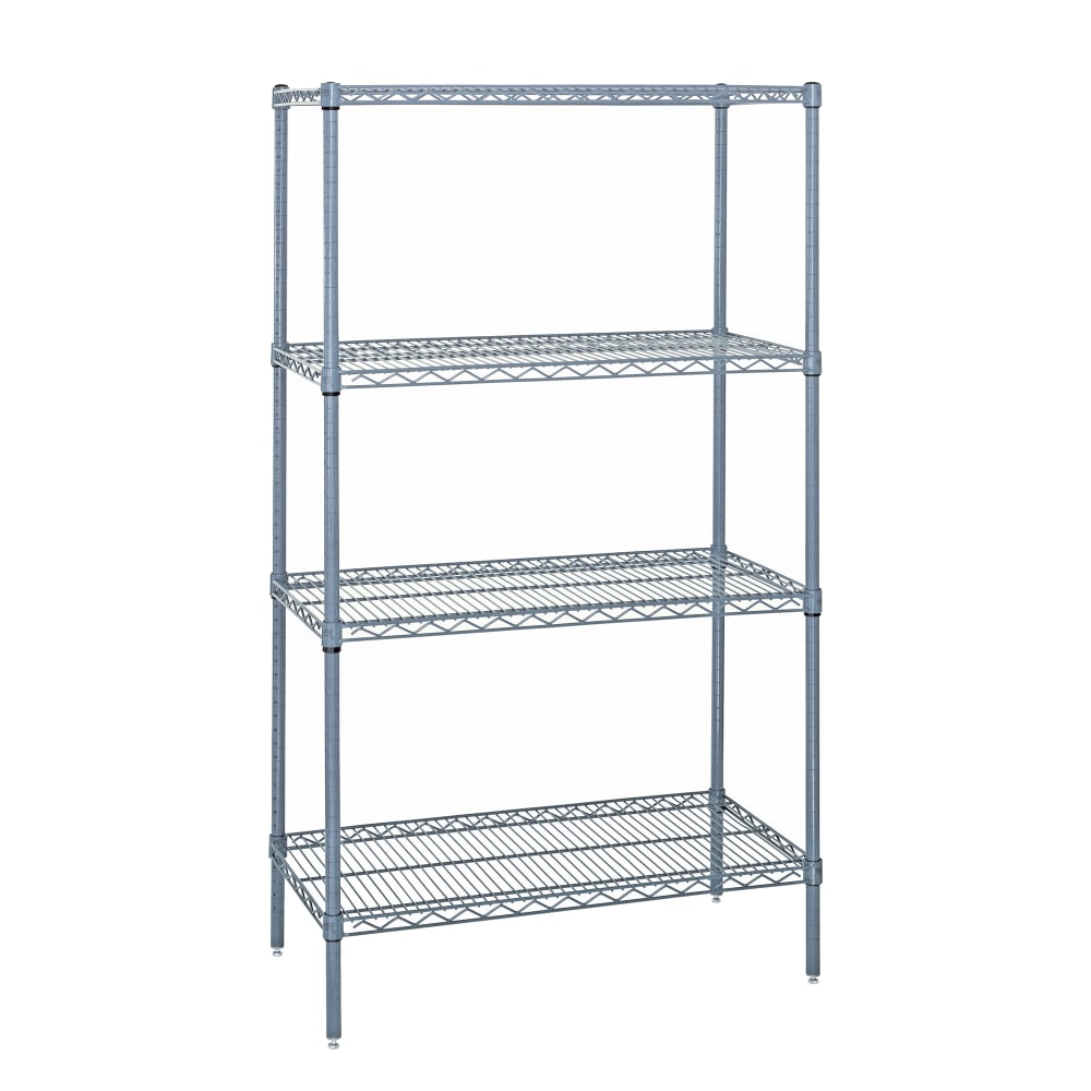Quantum Food Service 72" NSF 4-Tier Epoxy Coated Wire Shelf Kit - 21"W, 74"H (WR74-2172GY)