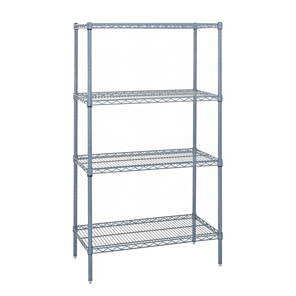 Quantum Food Service 30" NSF 4-Tier Epoxy Coated Wire Shelf Kit - 24"W, 74"H (WR74-2430GY)