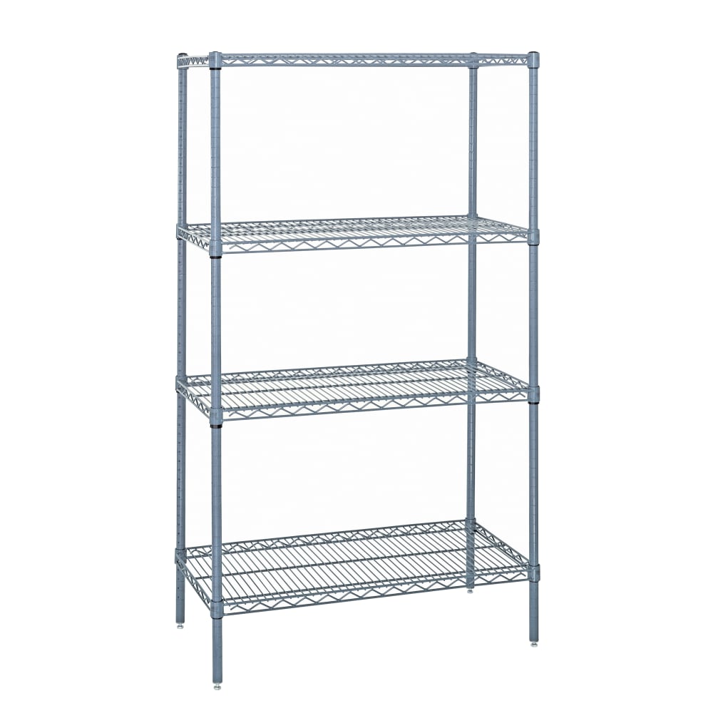 Quantum Food Service 36" NSF 4-Tier Epoxy Coated Wire Shelf Kit - 24"W, 74"H (WR74-2436GY)