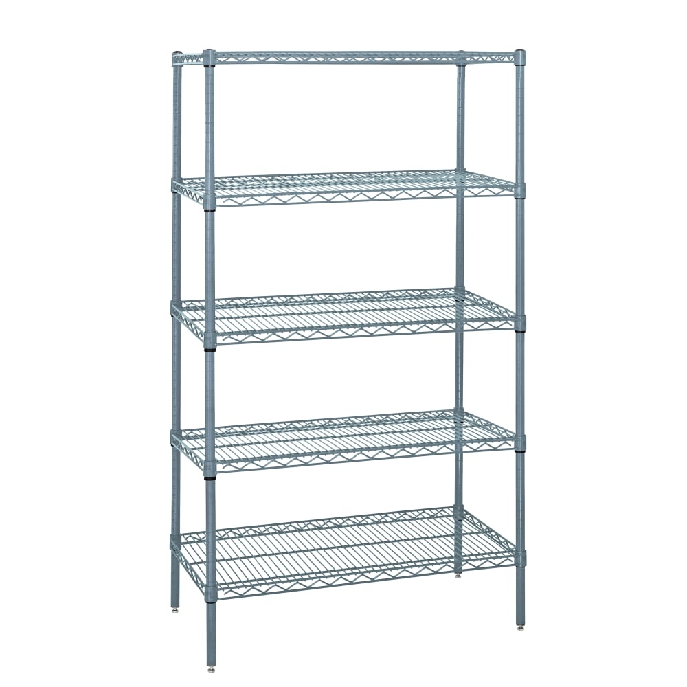 Quantum Food Service 36" NSF 5-Tier Epoxy Coated Wire Shelf Kit - 24"W, 74"H (WR74-2436GY-5)