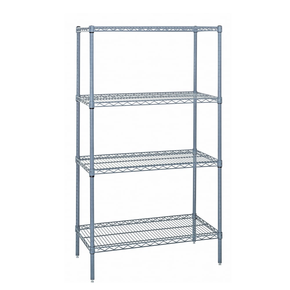 Quantum Food Service 42" NSF 4-Tier Epoxy Coated Wire Shelf Kit - 24"W, 74"H (WR74-2442GY)