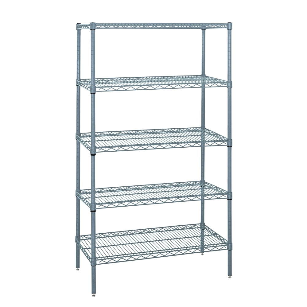 Quantum Food Service 42" NSF 5-Tier Epoxy Coated Wire Shelf Kit - 24"W, 74"H (WR74-2442GY-5)