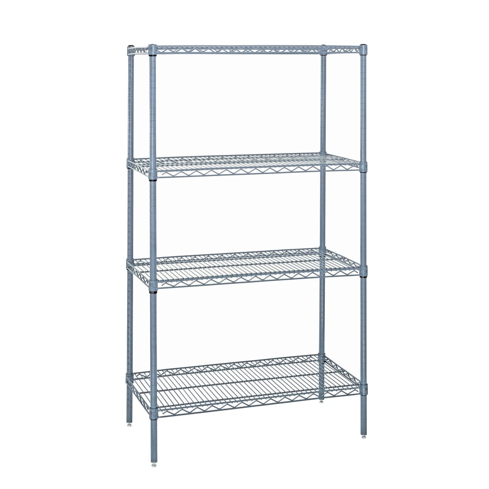 Quantum Food Service 48" NSF 4-Tier Epoxy Coated Wire Shelf Kit - 24"W, 74"H (WR74-2448GY)