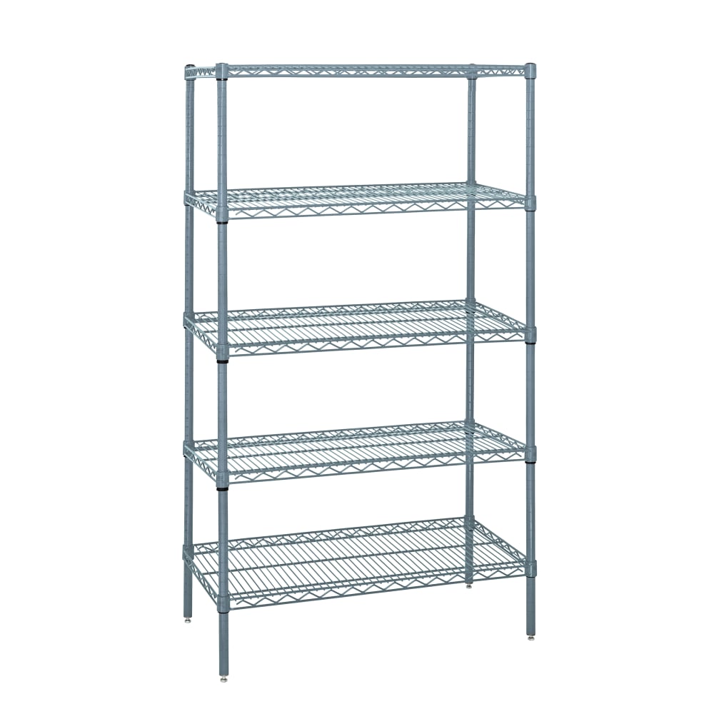 Quantum Food Service 48" NSF 5-Tier Epoxy Coated Wire Shelf Kit - 24"W, 74"H (WR74-2448GY-5)