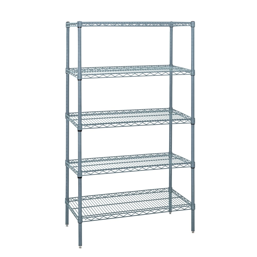 Quantum Food Service 54" NSF 5-Tier Epoxy Coated Wire Shelf Kit - 24"W, 74"H (WR74-2454GY-5)