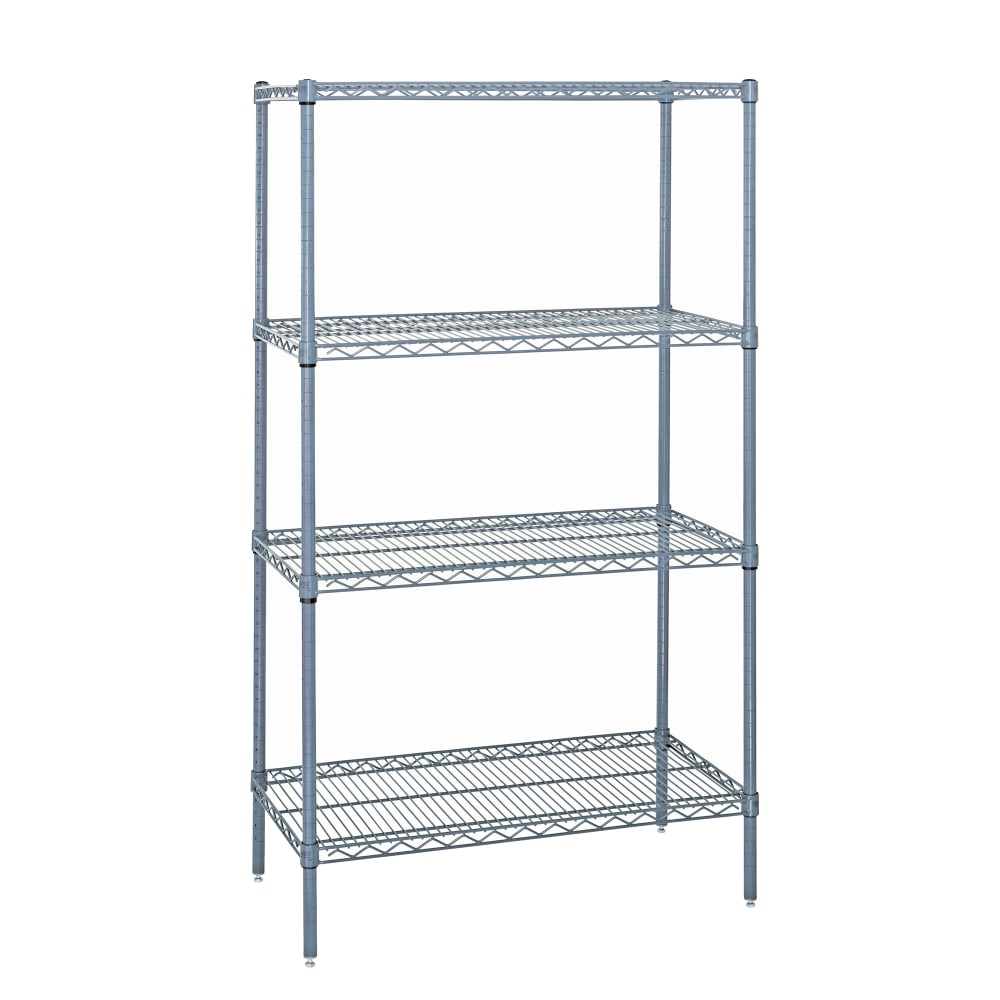 Quantum Food Service 72" NSF 4-Tier Epoxy Coated Wire Shelf Kit - 24"W, 74"H (WR74-2472GY)