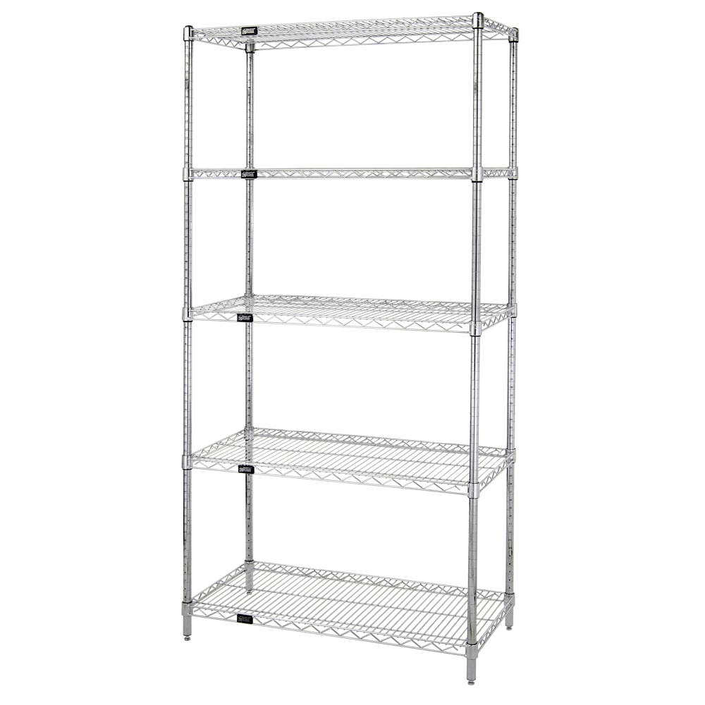 Quantum Food Service 36" NSF 5-Tier Chrome Wire Shelf Kit - 30"W, 74"H (WR74-3036C-5)