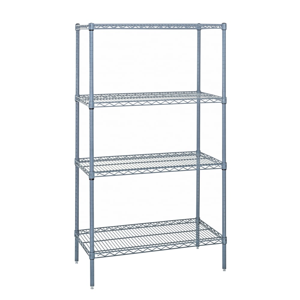 Quantum Food Service 60" NSF 4-Tier Epoxy Coated Wire Shelf Kit - 36"W, 74"H (WR74-3660GY)