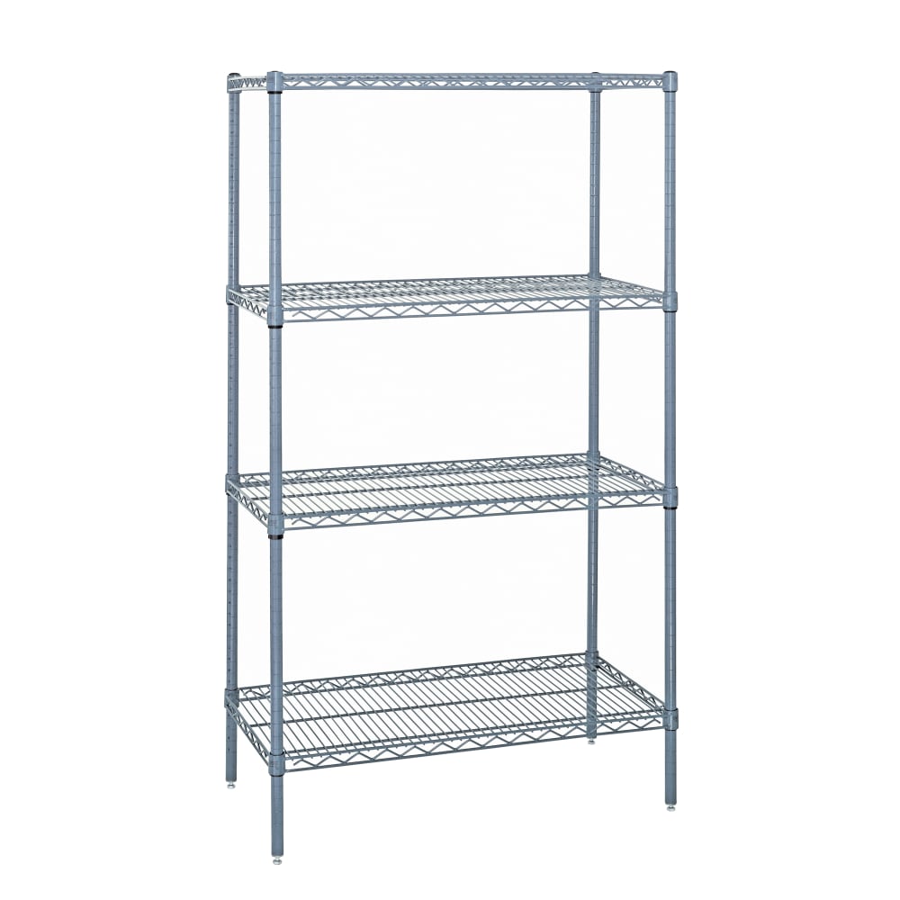 Quantum Food Service 72" NSF 4-Tier Epoxy Coated Wire Shelf Kit - 36"W, 74"H (WR74-3672GY)