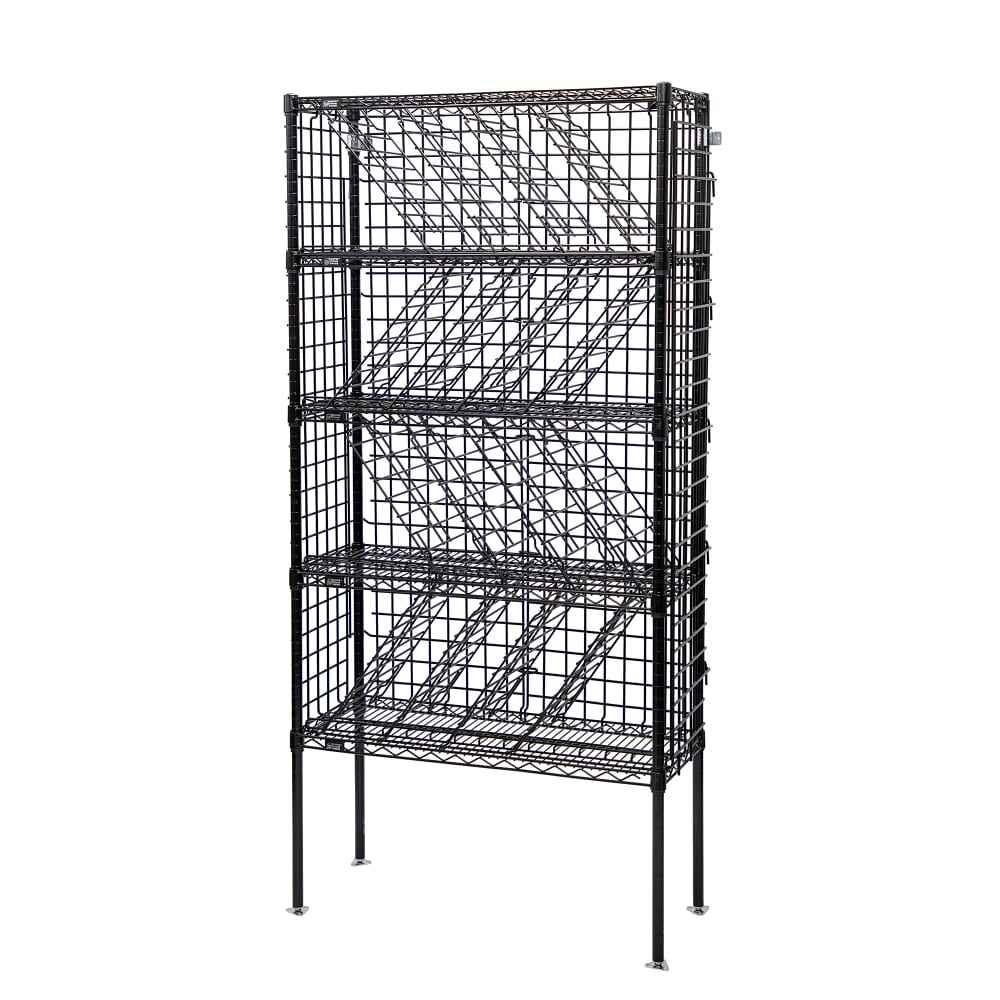 Quantum Food Service 74"H Commercial Wine Rack w/ () Bottle Capacity, Black (WR74-BW1448BK)