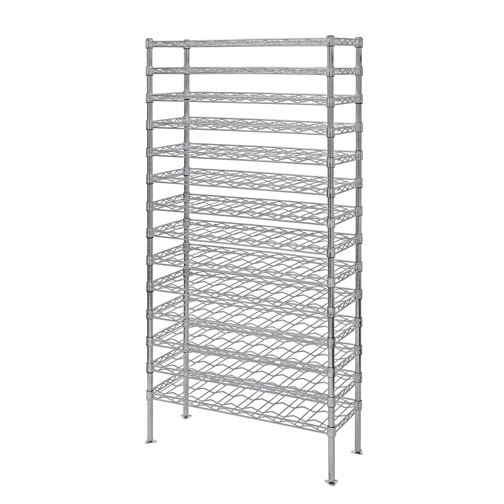 Quantum Food Service 86"H Commercial Wine Rack w/ (204) Bottle Capacity, Chrome (WR86-1448WSC)