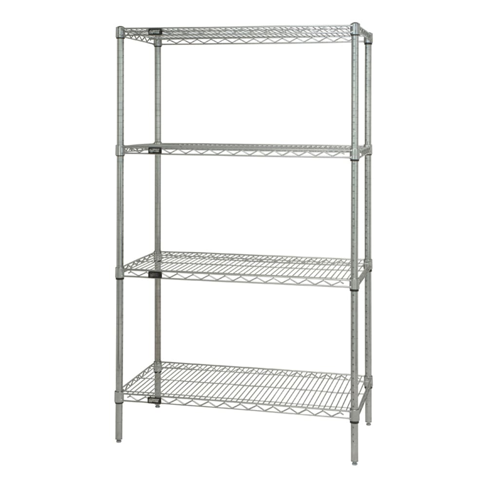 Quantum Food Service 36" NSF 4-Tier Stainless Steel Wire Shelf Kit - 36"W, 86"H (WR86-1836S)