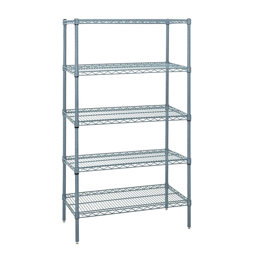 Quantum Food Service 48" NSF 5-Tier Epoxy Coated Wire Shelf Kit - 18"W, 86"H (WR86-1848GY-5)