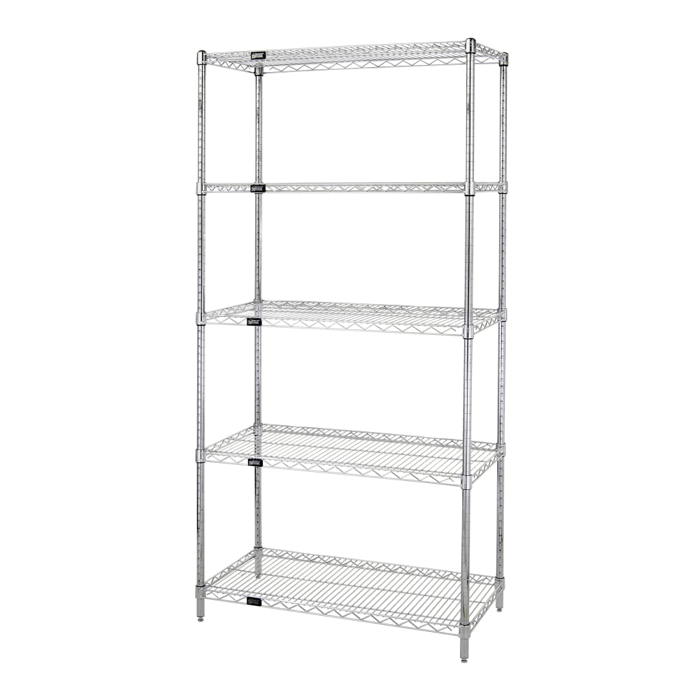 Quantum Food Service 36" NSF 5-Tier Chrome Wire Shelf Kit - 24"W, 86"H (WR86-2436C-5)