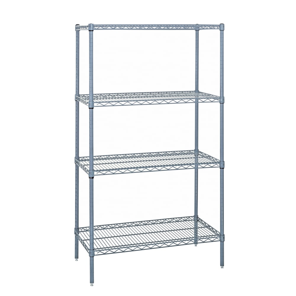 Quantum Food Service 48" NSF 4-Tier Epoxy Coated Wire Shelf Kit - 24"W, 86"H (WR86-2448GY)