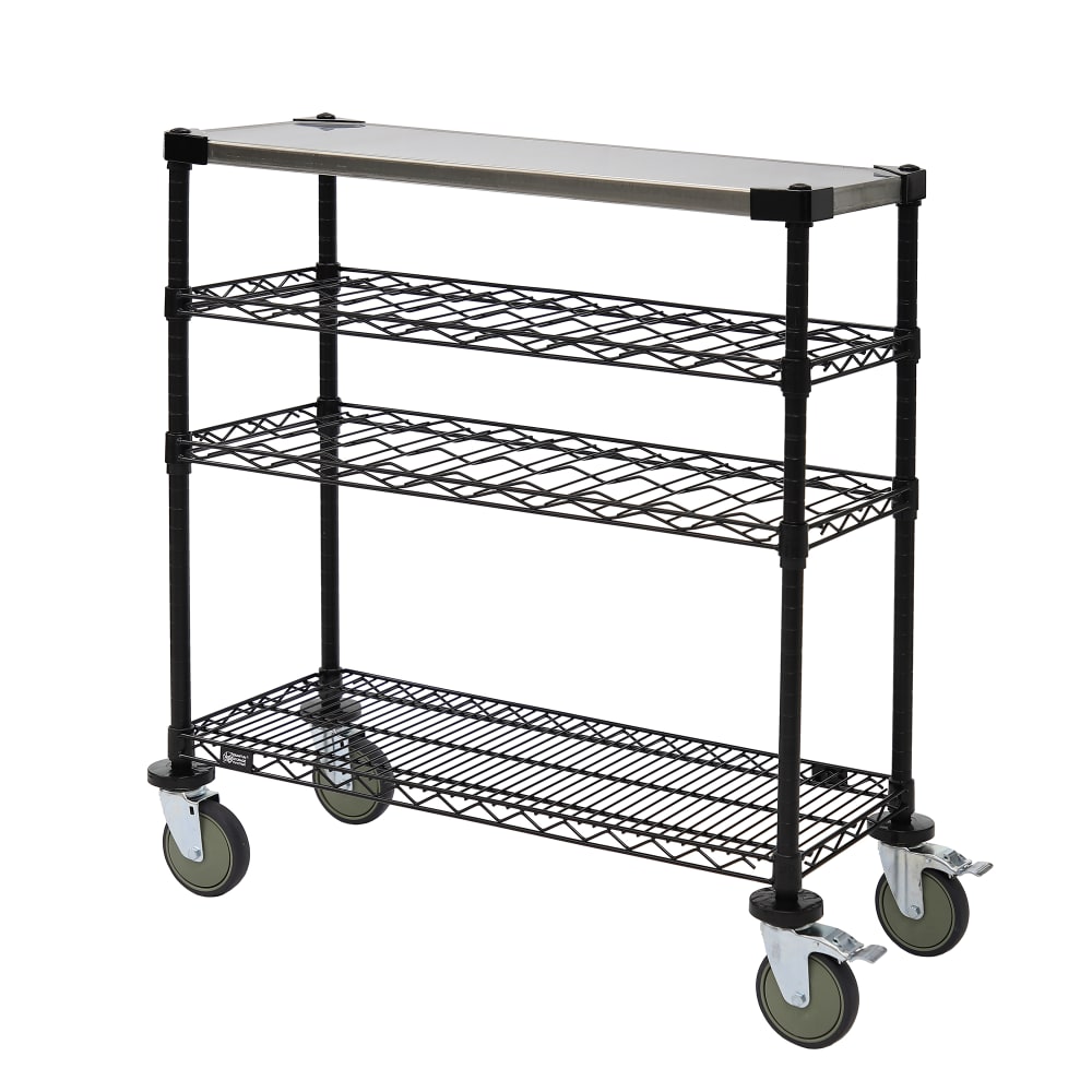 Quantum Food Service Rectangular Dessert Cart w/ Multi-Tiered Design - Black (WRC-1436WSBK-1SS)