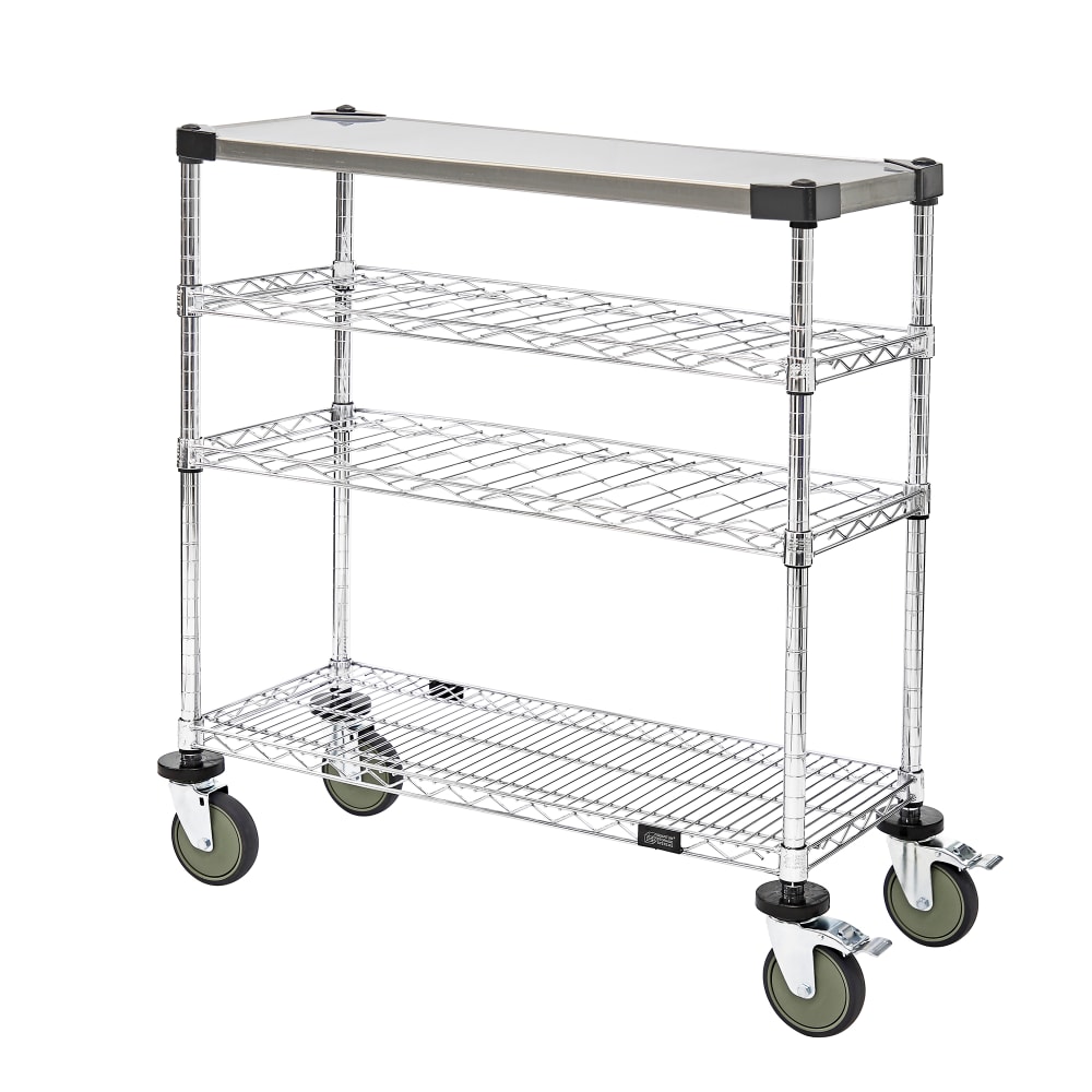 Quantum Food Service Rectangular Dessert Cart w/ Multi-Tiered Design - Chrome (WRC-1436WSC-1SS)