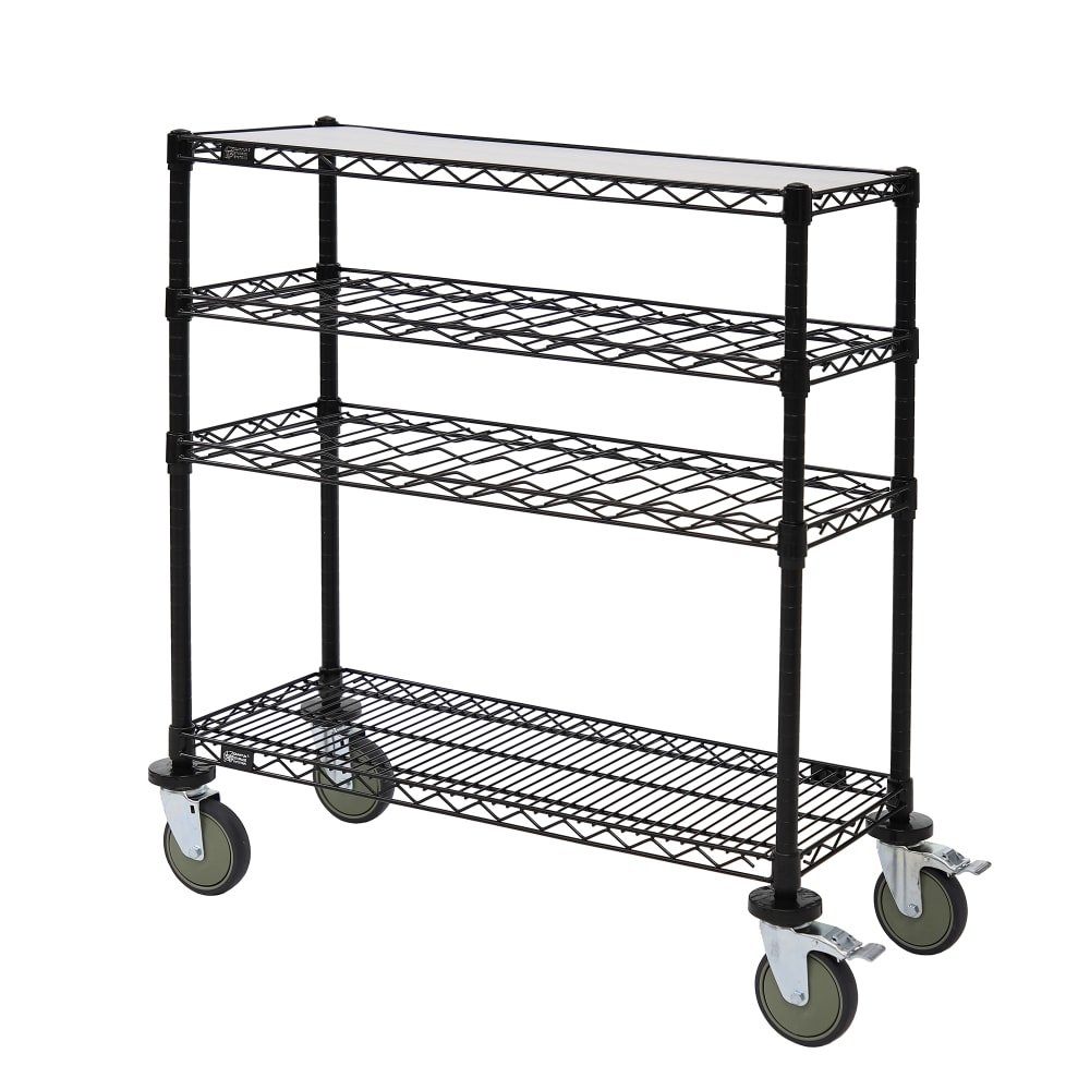 Quantum Food Service Rectangular Dessert Cart w/ Multi-Tiered Design - Black (WRC-1448WSBK)