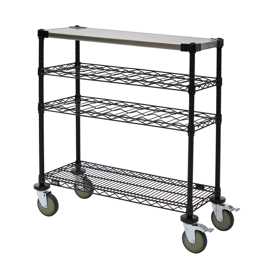 Quantum Food Service Rectangular Dessert Cart w/ Multi-Tiered Design - Black (WRC-1448WSBK-1SS)