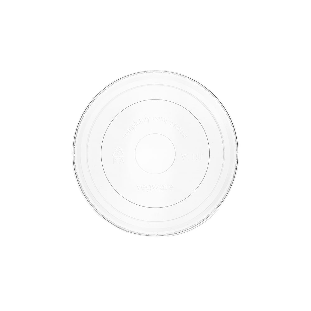 Vegware Flat Lid for 115 Series Soup Containers - PLA, Clear (V115F)
