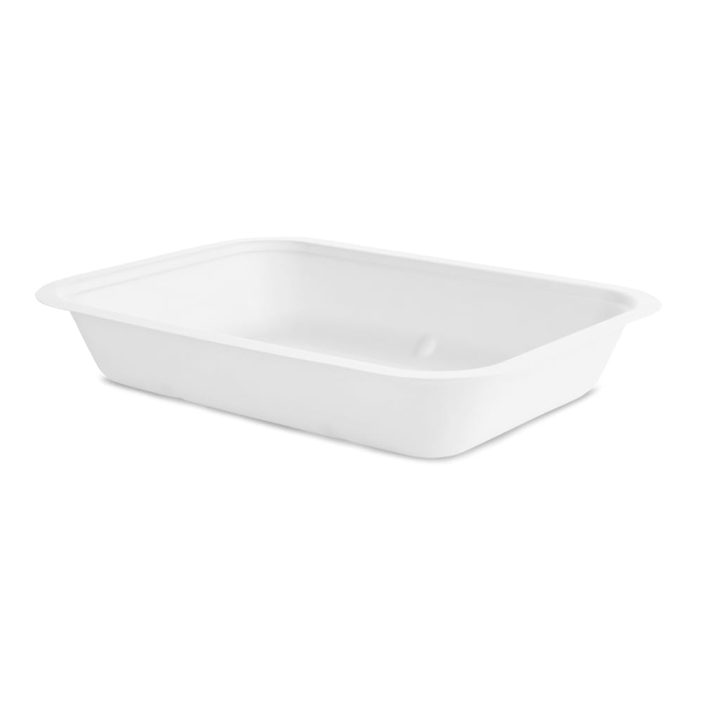 Vegware 42 oz Rectangular Food Container - Molded Fiber, White (V5-GB42)