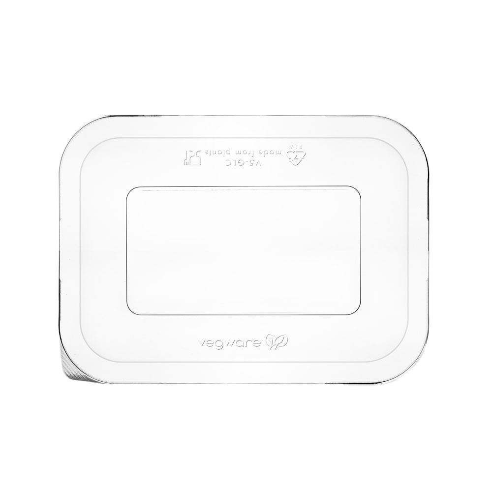 Vegware Flat Lid for 42 & 60 oz Food Containers - PLA, Clear (V5-GLC)